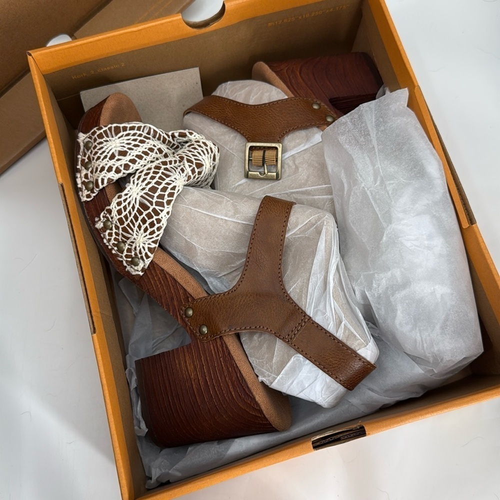 KORKS Natalia Knot Platform Sandals Size 10M Tan/Naturalal Crochet Fabric Combo - Picture 5 of 11